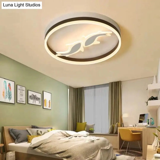 Creative Acrylic Ring Led Ceiling Light With Swimming Fish Ideal For Baby Room