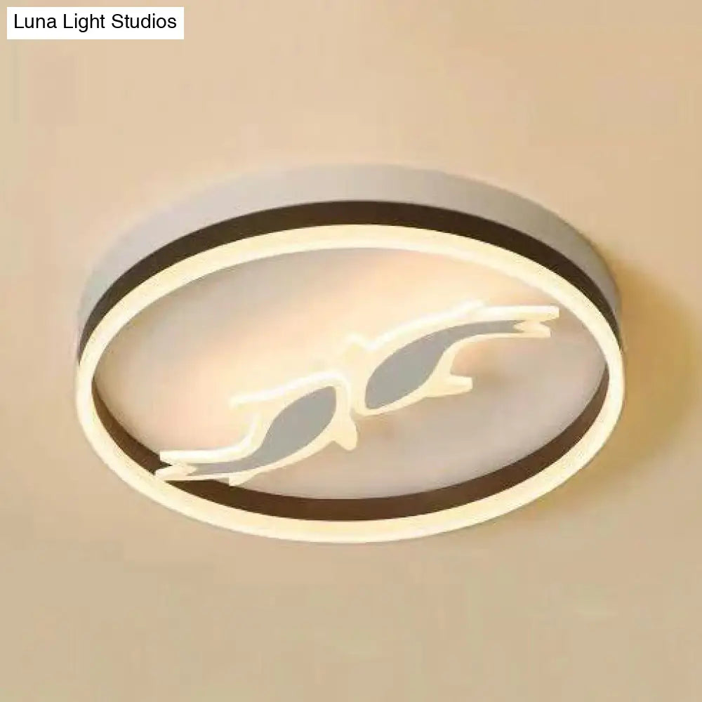 Creative Acrylic Ring Led Ceiling Light With Swimming Fish Ideal For Baby Room White / B