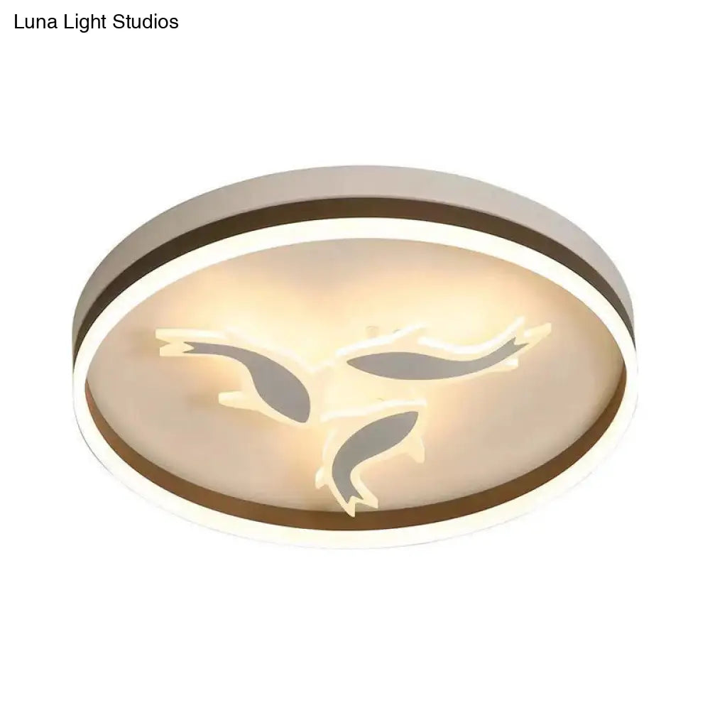 Creative Acrylic Ring Led Ceiling Light With Swimming Fish Ideal For Baby Room White / A