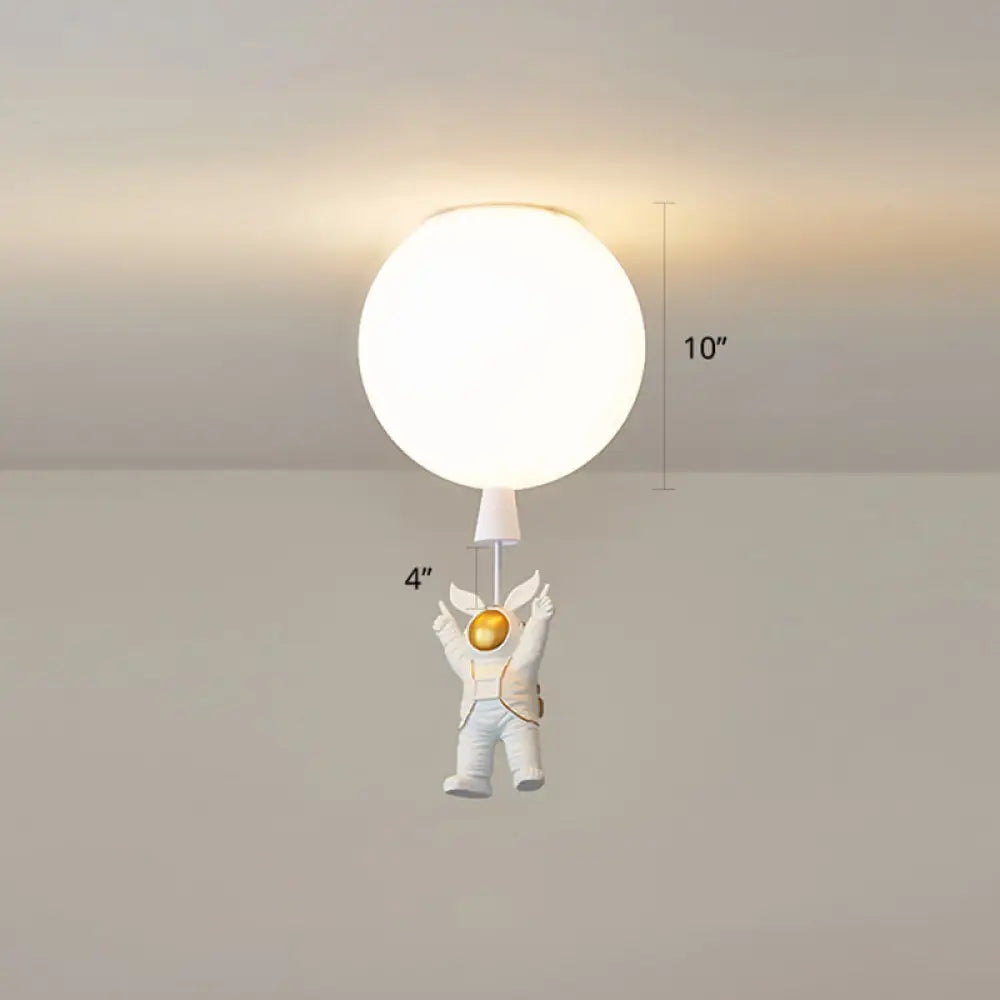 Creative Astronaut Themed Balloon Ceiling Mount Light Silica Gel 1 - Bulb Bedroom Flush White /