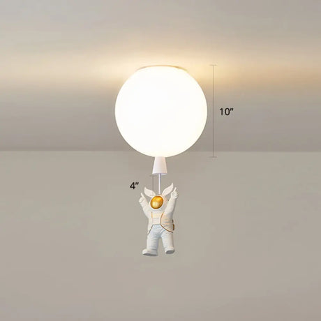 Creative Astronaut Themed Balloon Ceiling Mount Light Silica Gel 1 - Bulb Bedroom Flush White /