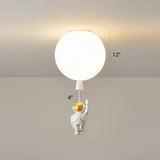 Creative Astronaut Themed Balloon Ceiling Mount Light Silica Gel 1 - Bulb Bedroom Flush White /