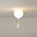 Creative Astronaut Themed Balloon Ceiling Mount Light Silica Gel 1 - Bulb Bedroom Flush White / 8’ B