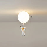 Creative Astronaut Themed Balloon Ceiling Mount Light Silica Gel 1 - Bulb Bedroom Flush White / 8’ C
