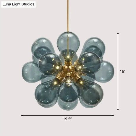 Creative Bubbles Chandelier Glass Pendant Light - 18-Bulb Gold Postmodern Design For Bedroom