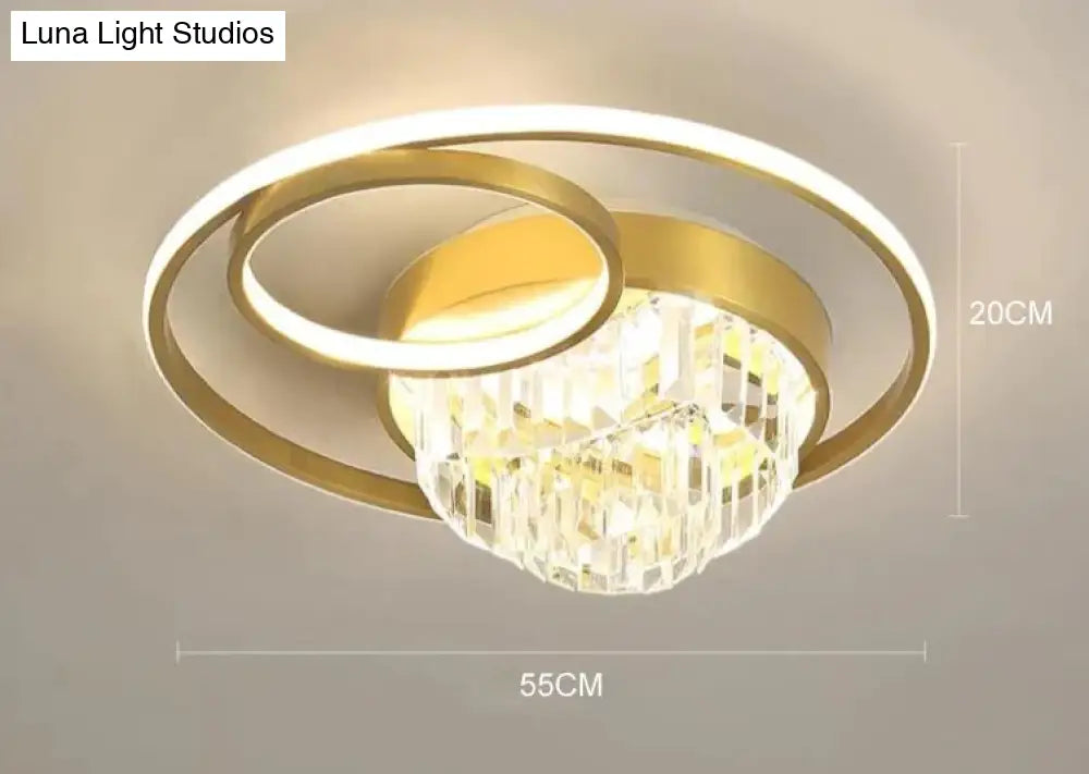 Creative Crystal Light In The Bedroom Copper Ceiling Lamp Big