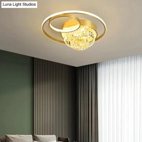 Creative Crystal Light In The Bedroom Copper Ceiling Lamp
