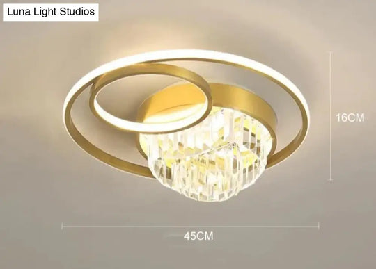Creative Crystal Light In The Bedroom Copper Ceiling Lamp Small