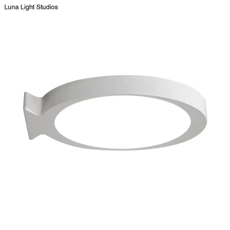 Creative Led Fish Flushmount Ceiling Lamp For Kindergarten Bathrooms - Acrylic Oval Design
