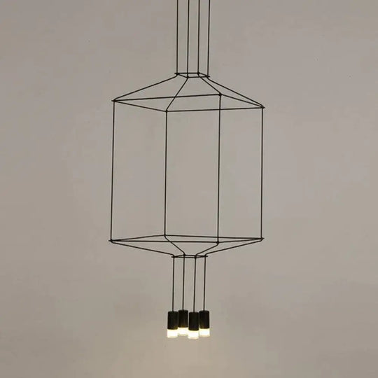 Creative Modern Art Pendant Lamp Light Black Metal Long Wire Simple Shape Kitchen Bar Hanging