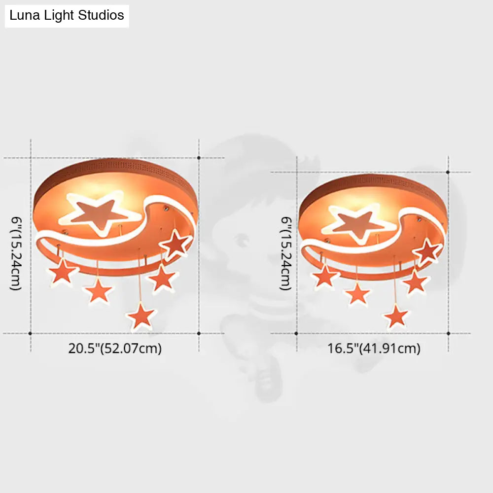 Creative Moon And Star Acrylic Flush Ceiling Light Fixture - 1 Flush-Mount