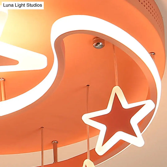 Creative Moon And Star Acrylic Flush Ceiling Light Fixture - 1 Flush-Mount