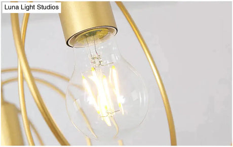 Creative Pentagram Iron Industrial Wind Ceiling Light Retro Circle E27 Black/Gold Lamp For