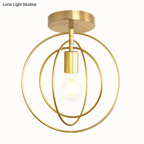 Creative Pentagram Iron Industrial Wind Ceiling Light Retro Circle E27 Black/Gold Lamp For