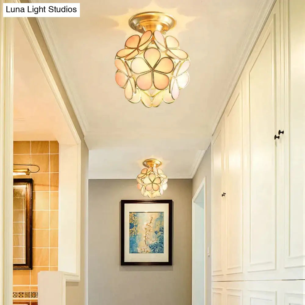 Creative Personality Flower Corridor Room Full Copper Ceiling Lamp