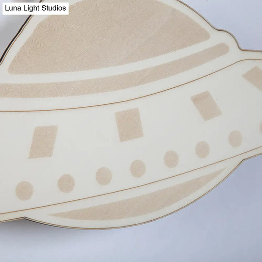 Creative Wood Spaceship Ufo Sconce Light In Beige - Cool Wall For Dining Room & Restaurant