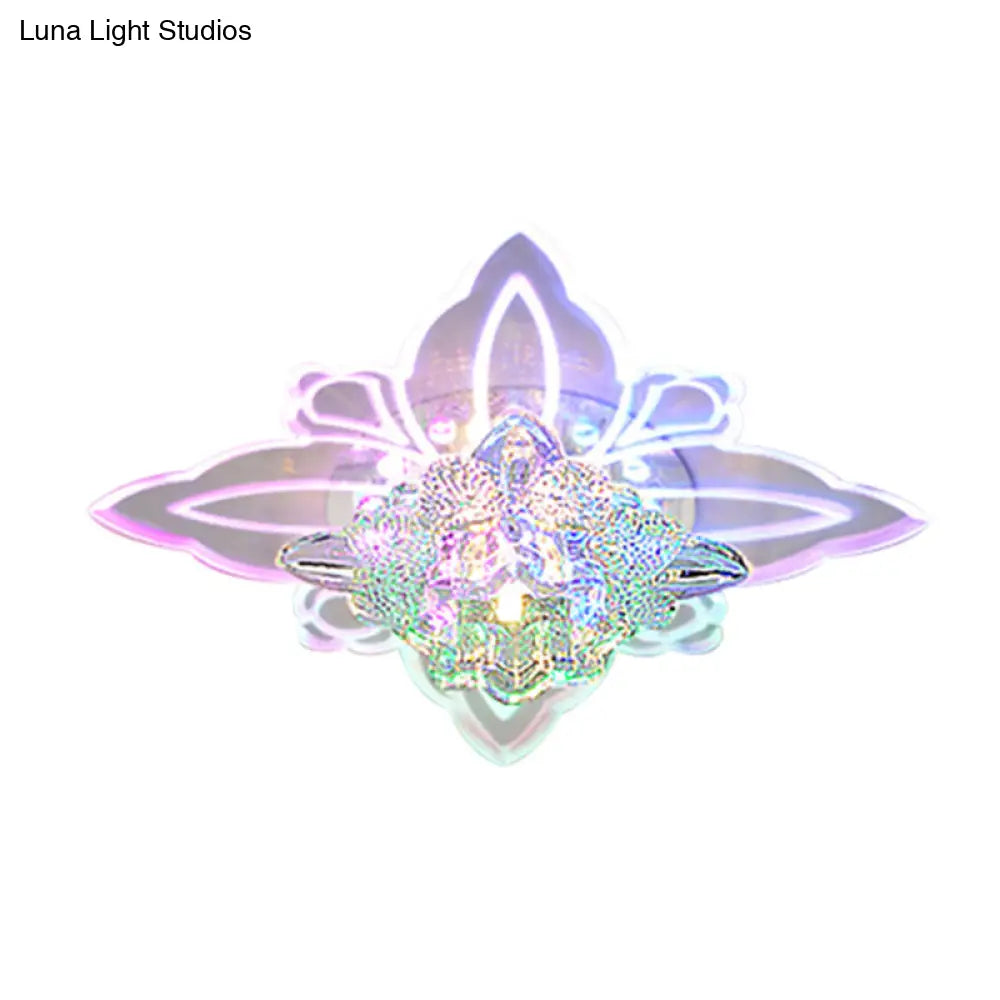 Crystal Blossom Led Ceiling Lamp With Modern Style And Clear Acrylic Petals - Ideal For Foyers Flush