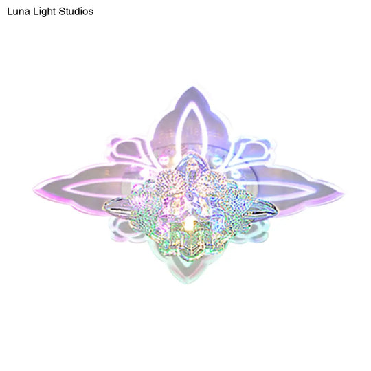 Crystal Blossom Led Ceiling Lamp With Modern Style And Clear Acrylic Petals - Ideal For Foyers