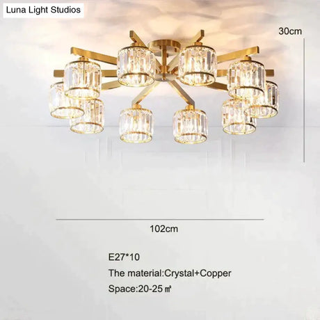 Crystal Ceiling Lights Bedroom Modern Design Copper Lamp Dining Room Led Kitchen Lustre Living