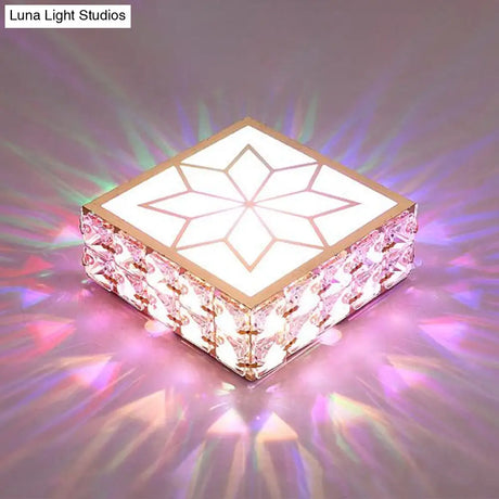 Crystal Clear Led Flush Ceiling Light With Artistic Square Shape And Acrylic Diffuser