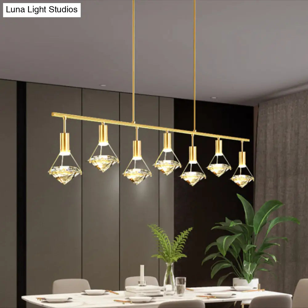 Crystal Diamond Island Pendant Light With Led And Modern Gold Finish