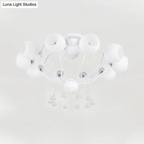 Crystal Drop Globe Ceiling Light Fixture With Rustic Metal And Multiple Heads For Living Room