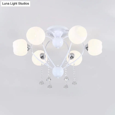 Crystal Drop Globe Ceiling Light Fixture With Rustic Metal And Multiple Heads For Living Room