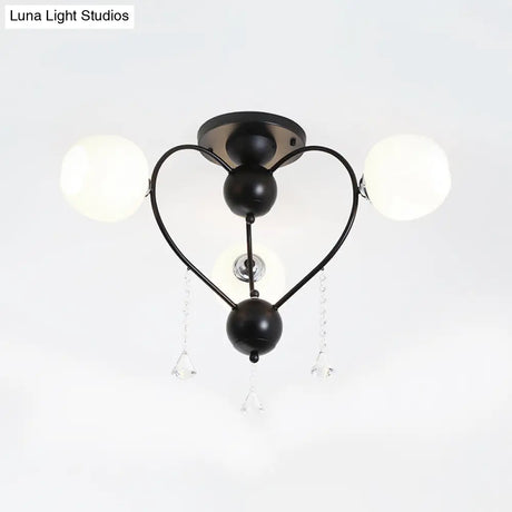 Crystal Drop Globe Ceiling Light Fixture With Rustic Metal And Multiple Heads For Living Room