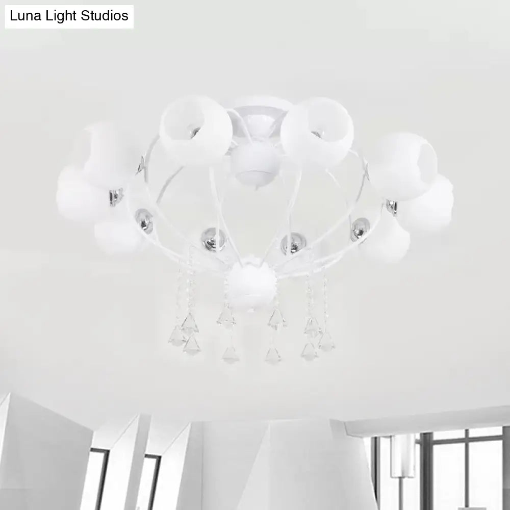 Crystal Drop Globe Ceiling Light Fixture With Rustic Metal And Multiple Heads For Living Room