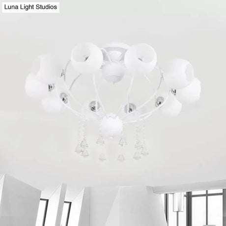 Crystal Drop Globe Ceiling Light Fixture With Rustic Metal And Multiple Heads For Living Room