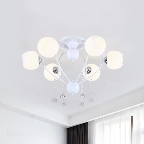 Crystal Drop Globe Ceiling Light Fixture With Rustic Metal And Multiple Heads For Living Room 6 /