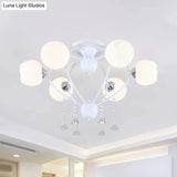 Crystal Drop Globe Ceiling Light Fixture With Rustic Metal And Multiple Heads For Living Room