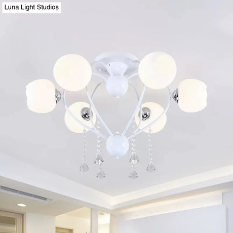 Crystal Drop Globe Ceiling Light Fixture With Rustic Metal And Multiple Heads For Living Room