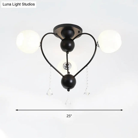 Crystal Drop Globe Ceiling Light Fixture With Rustic Metal And Multiple Heads For Living Room