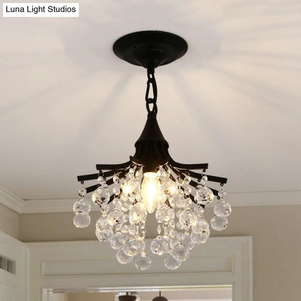Crystal Drops Single Bulb Metal Chandelier - Elegant Lighting Solution
