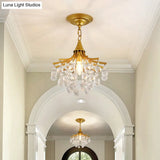 Crystal Drops Single Bulb Metal Chandelier - Elegant Lighting Solution