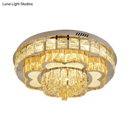 Crystal Faceted Cut Ceiling Flush Mount Led Light In Chrome For Modernist Living Room