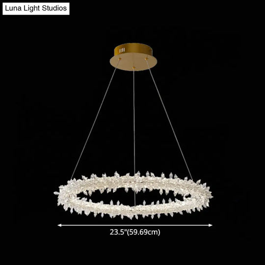 Contemporary Crystal Flower Ring Chandelier - Stylish Hanging Light Fixture For Living Room