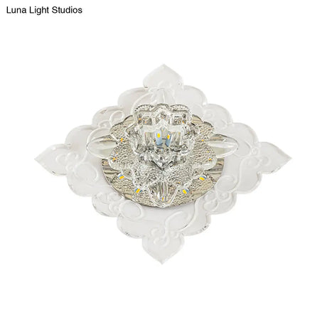 Crystal Flush Mount Led Lamp For Corridor - Elegant Ceiling Light