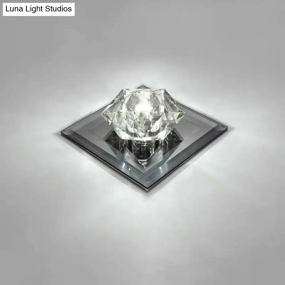 Crystal Gem Led Ceiling Light For Foyers And Hallways - Simple Stylish Flush Mount Black / 5.5’