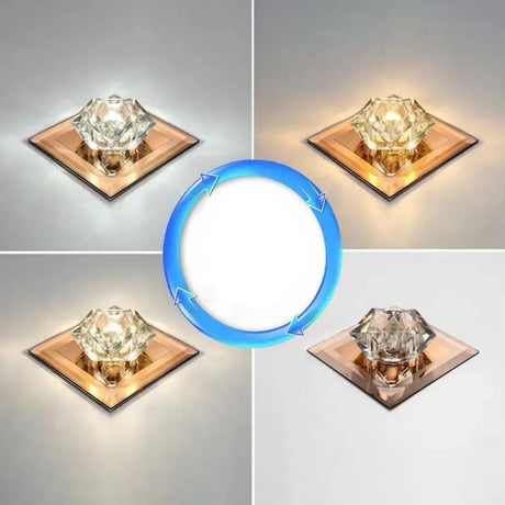 Crystal Gem Led Ceiling Light For Foyers And Hallways - Simple Stylish Flush Mount Tan / 5.5’