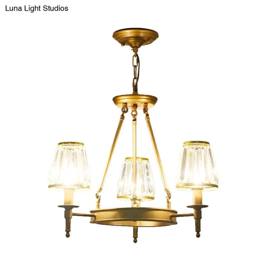 Crystal Hanging Lamp Kit With Conic Metal Ring Design For Living Room Chandelier Lighting