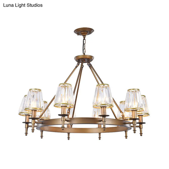 Crystal Hanging Lamp Kit With Conic Metal Ring Design For Living Room Chandelier Lighting