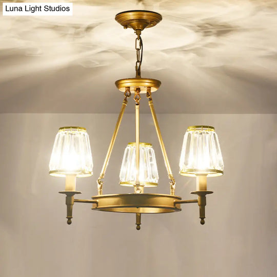 Crystal Hanging Lamp Kit With Conic Metal Ring Design For Living Room Chandelier Lighting