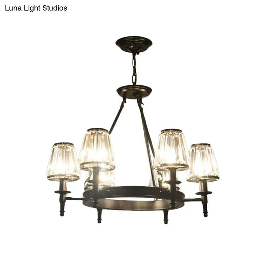 Crystal Hanging Lamp Kit With Conic Metal Ring Design For Living Room Chandelier Lighting