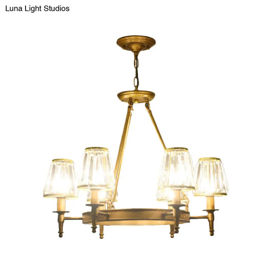 Crystal Hanging Lamp Kit With Conic Metal Ring Design For Living Room Chandelier Lighting
