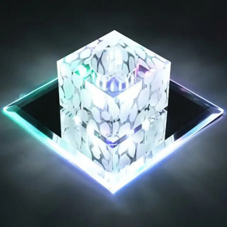 Crystal Led Cube Flush Mount Lighting For Minimalist Hallways Clear / Multi Color
