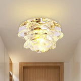 Crystal Led Flower Ceiling Light For Porch - Flush Mount With Warm/White/Multi - Color Options