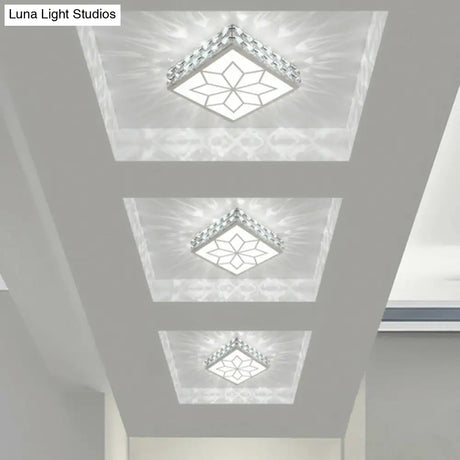 Crystal Led Flush Mount Ceiling Light - Modern Square Design