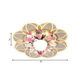 Crystal Led Flush Mount Light With Fish Design In Modern Flower Pattern And Multiple Options
